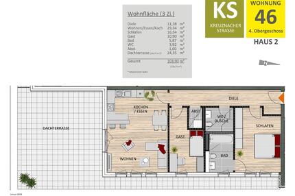 Lichtdurchflutete NeubauWohnung mit Dachterrasse und offener Grundrissgestaltung